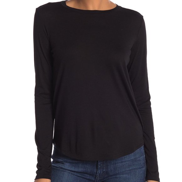 Vince. Solid Long Sleeve T-Shirt Black - Picture 1 of 4